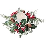 Diseño Elegante y Vibrante: Esta corona de Navidad luce un diseño exquisito y alegre, ideal para crear un ambiente fresco como centro de mesa o ción nupcial, añadiendo elegancia de manera natural con su vibrante y aspecto refrescante para celebraciones