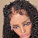 QUINLUX WIGS Deep Curly Human Hair Wigs 13X6 Transparent Lace Wig Pre Plucked Bleached Knots With Curly Baby Hair 180 Density Brazilian Remy Glueless Lace Wig for Women Pre Plucked Bleached Knots