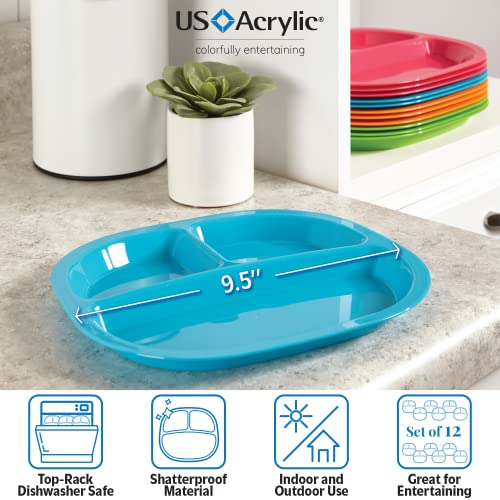 Us Acrylic 9254 Harmony 3-Compartment Divided Plastic Kids Tray In 4 Calypso Colors thumb #2
