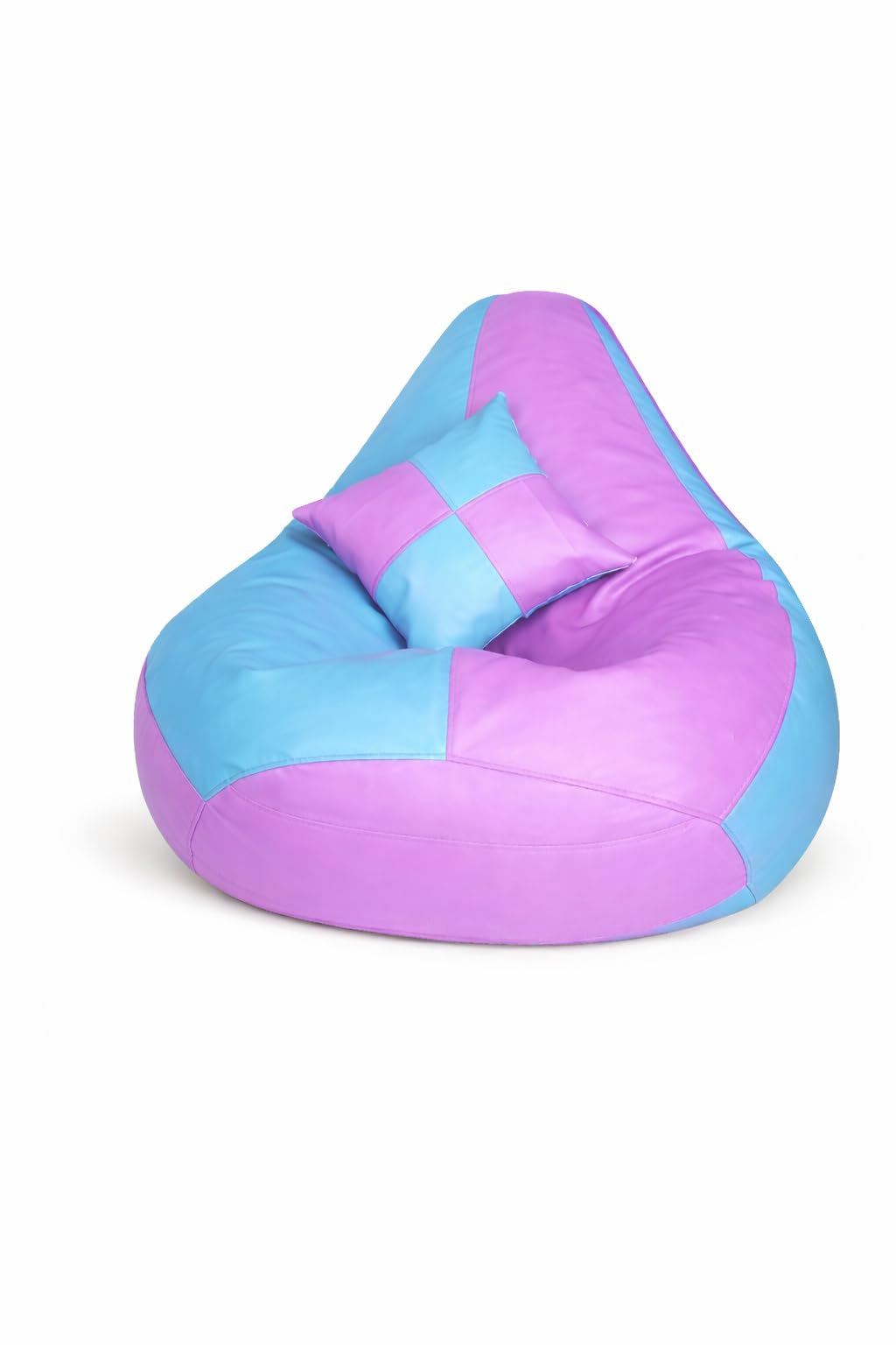 4XL with Beans & Pillow | Large Leatherette Bean Bag Chair for Adults & Kids | Filled Lounge Floor Seating for Gaming, Living Room & Relaxation | Double Color Design (SEA GREEN & VIOLET)-image-29