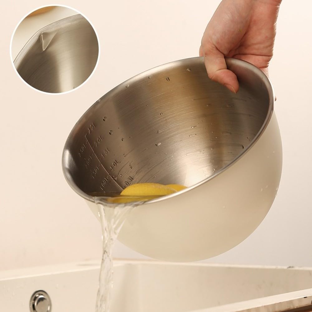 Edelstahlschüssel, 304 Edelstahl-Rührschüsseln mit Deckel für funktionale Verwendung zum Kochen, Backen, Salat, Eierschlagen und Aufbewahren von Lebensmitteln (3 gelb)