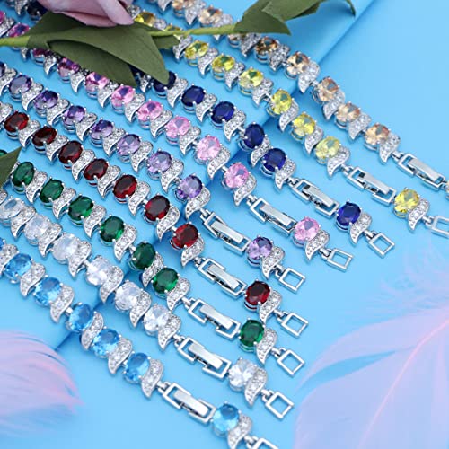 Image of LMXXVJ Fashion Tennis Bracelet Created Emerald White Gold Plated Charm Bracelet Gifts Jewelry for Women
