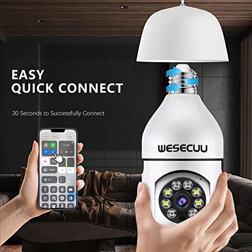 Bulb Security Camera-3Mp Bulb Security Camera 2.4Ghz,360° Security Cameras Wireless Outdoor Indoor Full Color Day And Night, Motion Detection, Audible Alarm, Easy Installation, Compatible With Alexa #TOP1