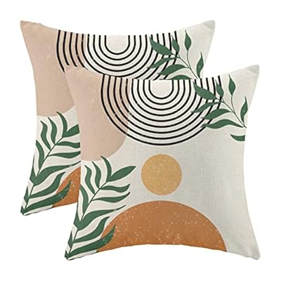 GIOPAMGO Boho Pillow Covers 20x20 Set of 2, Mid Century Modern Farmhouse Decorations Throw Pillow Covers Abstract Boho Sunset Outdoors Decorative Linen Cushion Case for Couch Sofa Home