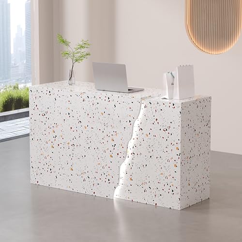 Moderno escritorio de recepción LED con cajones, elegante mostrador de caja registradora y mesa secretaria, perfecto para salones, tiendas minoristas, oficinas y áreas de espera
