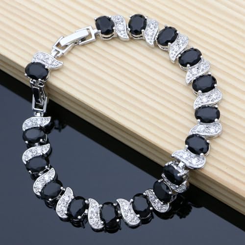 Image of LMXXVJ Fashion Tennis Bracelet Created Emerald White Gold Plated Charm Bracelet Gifts Jewelry for Women