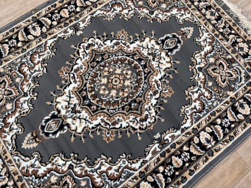 Image of TTC THREAD & TEXTURE CARPET Traditional Comfort: Power-Loomed Carpets for Living Room- Every Space Area Rug Color Grey Size 5x7 Feet (150x195cm)