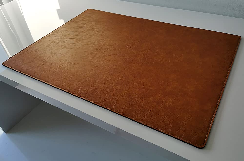 Schreibtischunterlage in Lora Leder 60 x 40 Senftbraun