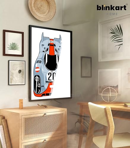 Image of BLINKART Ford Mustang GT Le Mans CarFramed Posters Gift Items Boys Room Wall Decoration Bedroom Office Studio Synthetic Wood Frame & Acrylic Glass Ready to Hang - 18x12 Inch, (A4 Size) - CAR-006