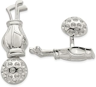 Diamond2Deal Sterling Silver Reversible Golf Clubs &Ball Cuff Links