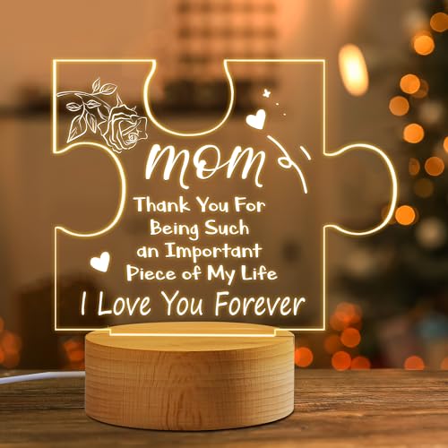 Coldbling Mom Gifts Night Light - Mothers Day Gifts for Moms Stepmom Birthday from Daughter Son, Acrylic Engraved Night Lamp for Mother in Law Bonus Mom Valentines Day Christmas Gift for Mommy