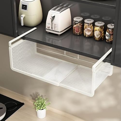 Étagère extensible sous l'armoire, organiseur de rangement réglable en métal à suspendre pour épices et outils de cuisine, installation sans perçage, étagère gain de place, 40 à 68 cm de longueur (A