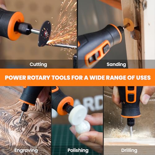 HARDELL Cordless Rotary Tool, 4000mAh Battery, Type-C Fast Charging, 6 Speeds 8000-28000RPM Rotary Tool Kit with 80 Accessories for Cutting, Polishing, Drilling, Carving, DIY Crafts Orange 7 HARDELL Cordless Rotary Tool, 4000mAh Battery, Type-C Fast Charging, 6 Speeds 8000-28000RPM Rotary Tool Kit with 80 Accessories for Cutting, Polishing, Drilling, Carving, DIY Crafts Orange - Image 7
