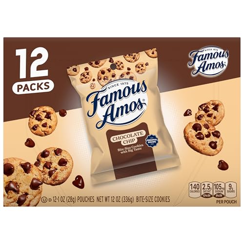 Famous Amos Galletas clásicas con chispas de chocolate, bolsa de 28 ml (paquete de 12)