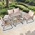 YITAHOME Outdoor Patio Conversation Set 4 Pieces, Wicker Furniture with Soft Cushion & Coffee Table, Rattan Bistro Set Patio Set Chairs with Side Table for Backyard, Balcony, Deck, Beige