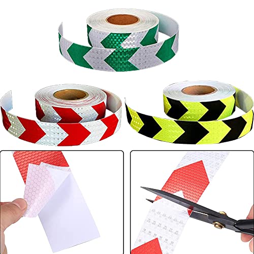 3 Pieces Reflective Tape,Safety Tape Markers,Reflective Tape Waterproof for Vehicles,5cm*3m,Reflective Tape Car,Suitable for Cars,Trucks,Trailers(Red White+Green White+Fluorescent Yellow Black) - Image 3