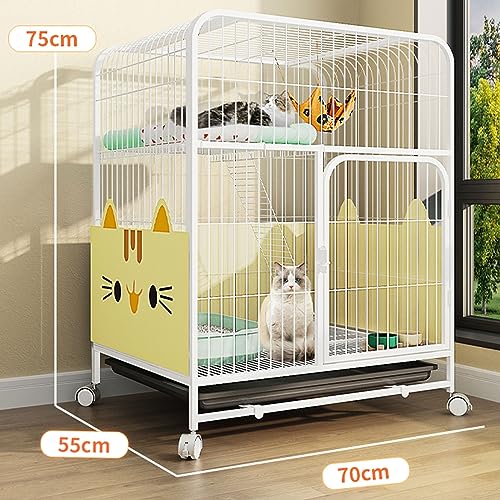 Cage à chat métallique blanche grand format pour intérieur et camping
