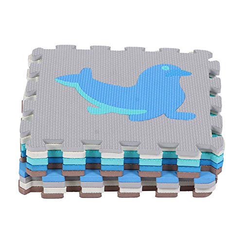 Tnfeeon Alfombra sin Juego, Azulejos de Rompecabezas Entrelazados de Animales Marinos de Espuma EVA, Alfombra Suave para bebé para área de Juego de Niños