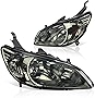 DWVO Headlight Assembly Compatible with 04 05 2004 2005 Civic Black Housing Smoke Lens Amber Reflector Headlamps