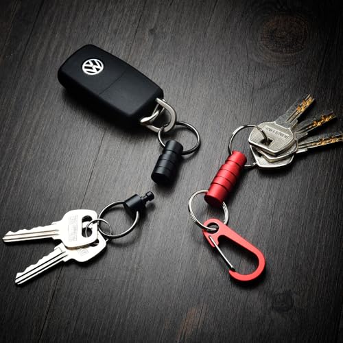 Image of Quick Release Keychain Clip, Small Carabiner Clip & Pull Apart Detachable Key Ring, Car Key Chain Hooks Keyring