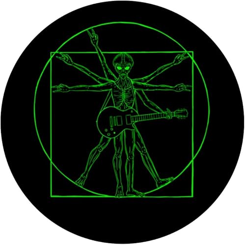 Miniatura 3 de Divertido rockero alienígena vitruviano Da Vinci con guitarra eléctrica PopSockets intercambiables PopGrip