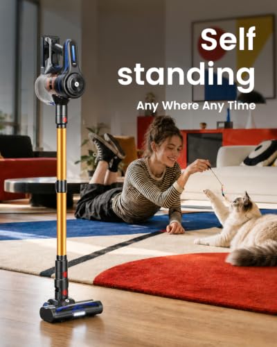 Image of NADALY Cordless Vacuum Cleaner, 580W 50KPa Self-Standing Stick Vacuum with 65-Min Runtime, Anti-Tangle Brush, 1.8L Large Dust Cup, Lightweight Vacuum Cleaners for Home Hardwood Floor Carpet Pet Hair