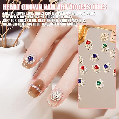 Heart Gems, 25PCS Crystal Love Heart Silver Alloy Nail Charms - Image 4