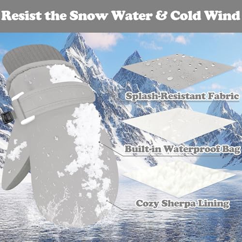 Sarfel Toddler Mittens Waterproof Toddler Gloves Waterproof Baby Snow Gloves Baby Winter Mittens Infant Snow Glove Boys Girls3