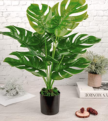 Toopify 19" Large Fake Plants Artificial Palm Tree in Pot for Indoor and Outdoor Home Office Decor - Thumbnail 6