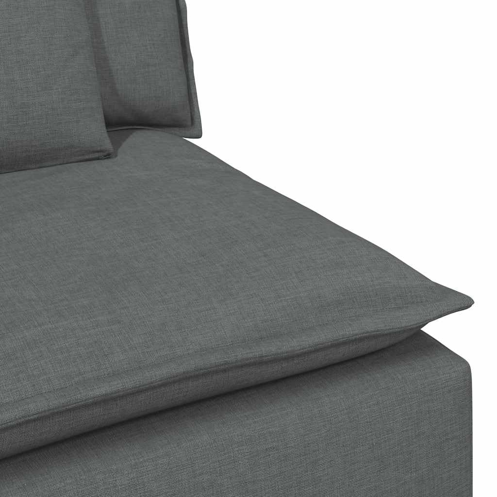Sofá modular con reposapiés y cojín, color gris oscuro, acolchado de tela, 324 x 205 x 64 cm, sofá de 4 piezas con estructura de metal resistente, sofá modular versátil para salón y salón
