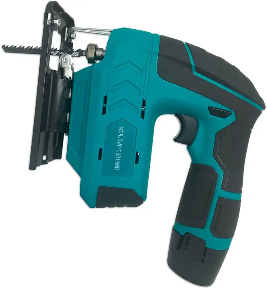 Serra Eletrica Tico Tico Portátil 12v 500w 65mm 2200rpm Carregador Bivolt 2 Baterias 1500mah 3 Serras Madeira E Metal