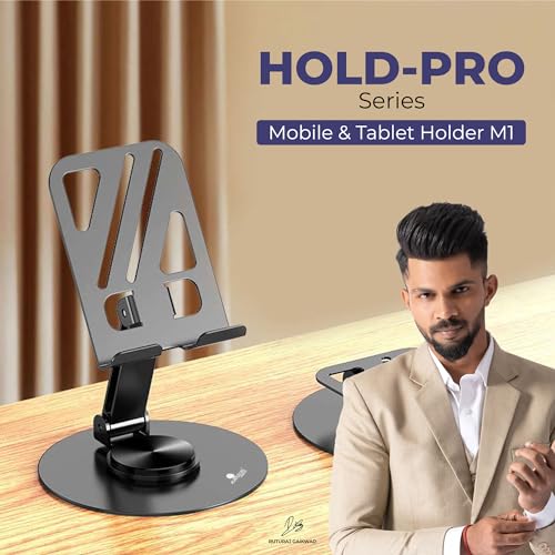 Kratos-M1-Mobile-Stand-Tablet-Stand-Foldable-360-Rotatable-Mobile-Stand-for-Table-Multiple-Height-Angle-Adjustments-Stable-Metalic-Round-Base-Weight-of-Any-Phone-or-Tablet
