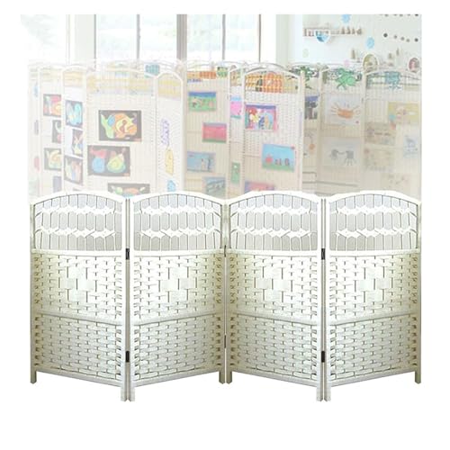 4/5/6パネルショートルームパーティション、ポータブル折りたたみ式スクリーン、自立型装飾仕切り、ホームオフィス幼稚園用(White,80x40cm-4 panels)