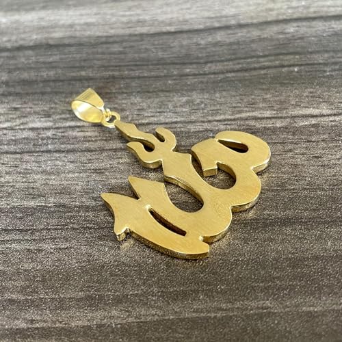 18K Gold Plated Iced Out Stainless Steel Allah Sign Pendant Arabic Necklace3