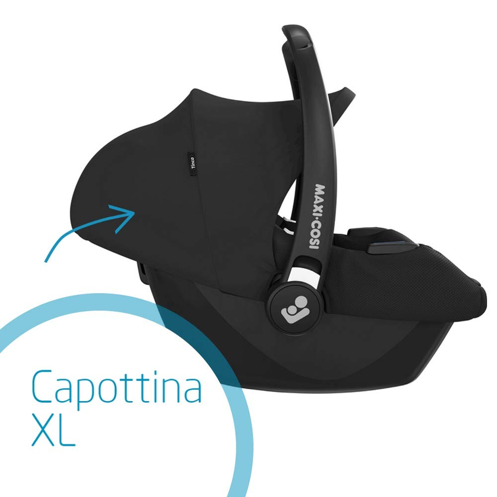 Maxi-Cosi Tinca Seggiolino Auto per Neonati I-Size, Gruppo 0+, da 45 a 75 cm, 0-12 kg, Nero (Essential Black)