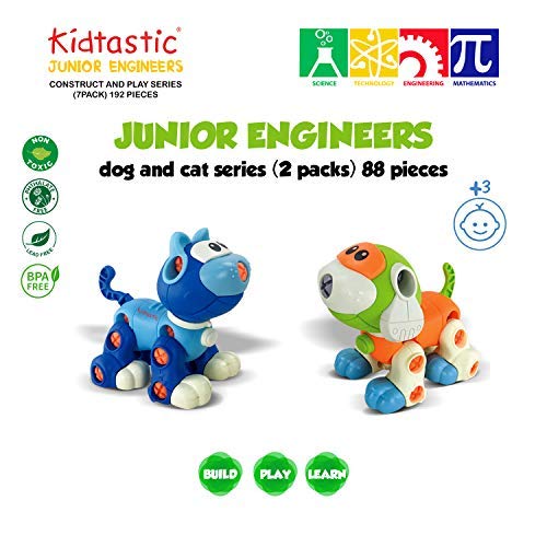 Kidtastic Take Apart Toys Cat & Dog Set | Stem Learning (88 Pieces) | Ages 3+ | Plastic Figures | Educational Building Set | Gift For Kids | Fine Motor Skills | Outdoor & Indoor Play #TOP6
