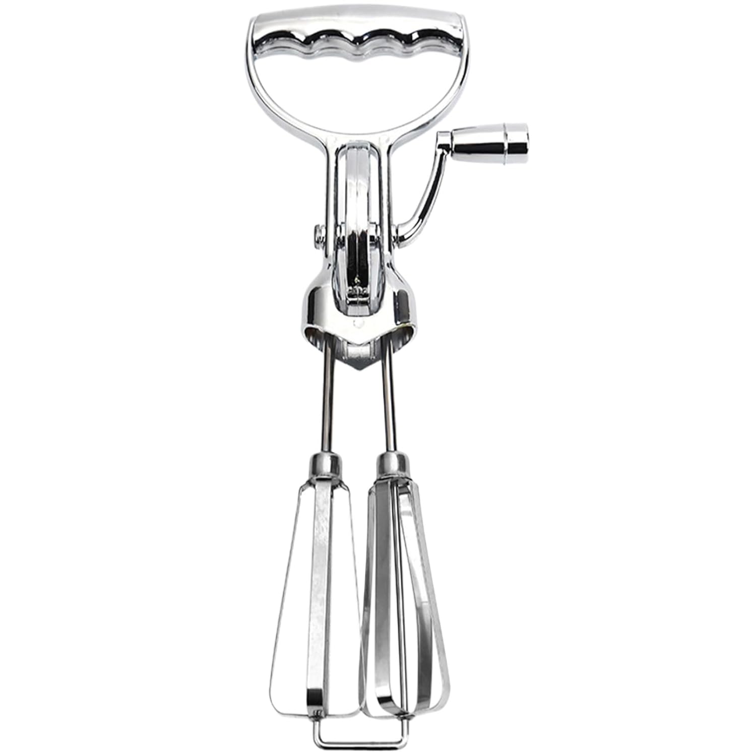 Hand Crank Egg Beater Stainless Steel Rotary Egg Whisk Double Head Handheld Mixer with Crank Portable Kitchen Cooking