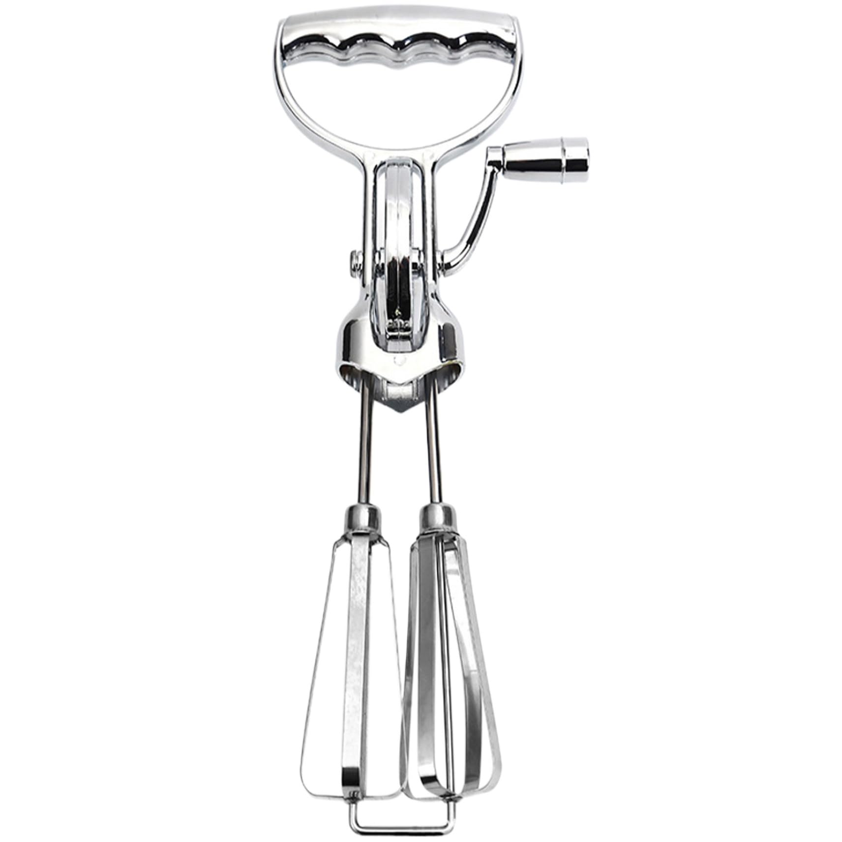 Hand Crank Egg Beater Stainless Steel Rotary Egg Whisk Double Head Handheld Mixer with Crank Portable Kitchen Cooking