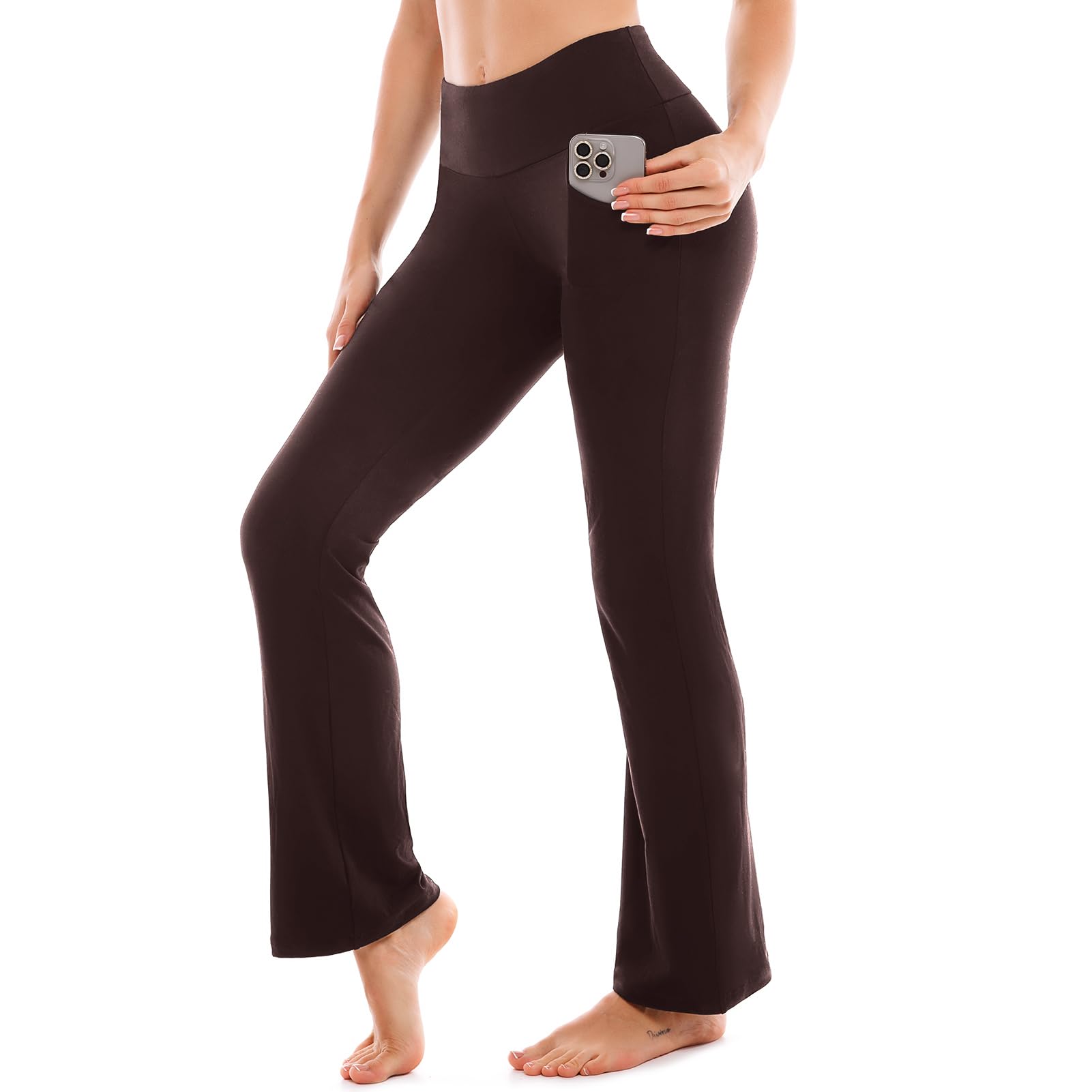 SINOPHANT Yoga Pants for Women Flared Leggings High Waisted Bootcut Trousers Womens Gym Wide Leg Workout Stretchy — view 11
