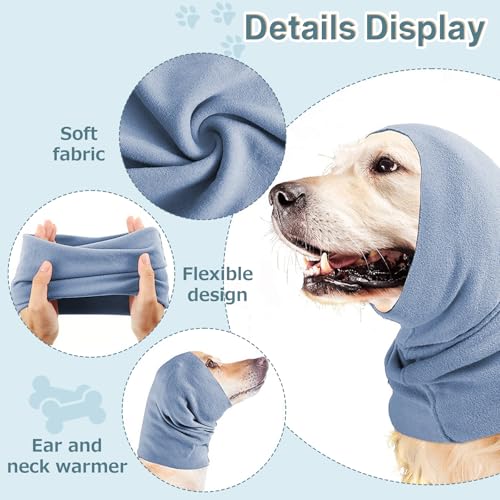 Image of Dog Ear Muffs with Noise Protection Breathable Calming Band for Dogs & Cats Head Wrap with Anxiety Relief (Blue, Small)