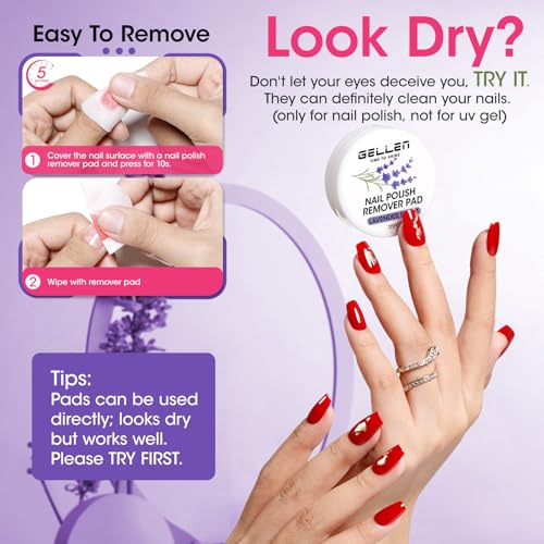 Image of Gellen Nail Polish Remover, 5-9s Quick Removal, Lavender Scent, Non-drying | Dip Twist Sponge Nail Polish Remover Pot For Fingernail Toenail, Non-Acetone Free, Gentle Formula Shea Butter & Vitamin E
