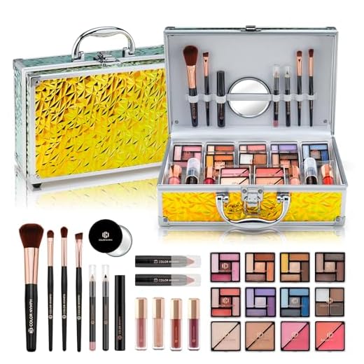 Color Nymph Naiad Train Case Conjunto de maquiagem verde para carregar todos os troncos de maquiagem para mulheres, incluindo sombra, batom, pó compacto, delineador, glitter em pó