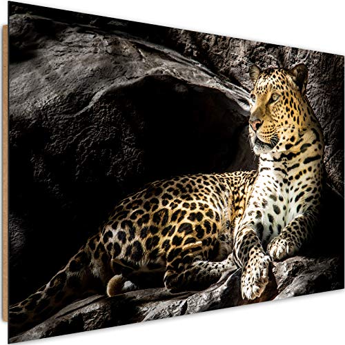 Feeby Image Panneau Déco Léopard 60x40 cm 1 pièce Tableaux Tableau Mural Image Photo Décoration Murale Artistique Photographie Design Chambre Salon Cuisine Animal Nature Jaguar noir