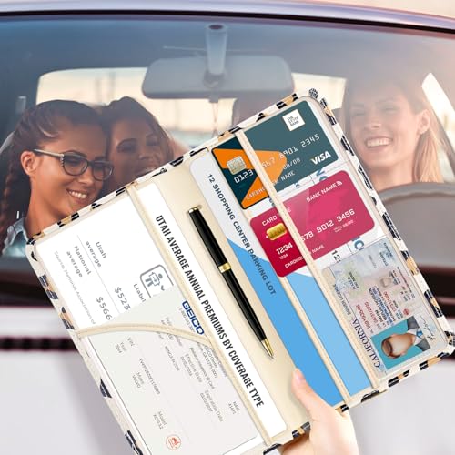 Image of CoBak Car Registration and Insurance Holder | Vehicle Glove Box Organizer, Auto Truck Compartment Document Case with Magnetic Closure for Insurance & Driver License