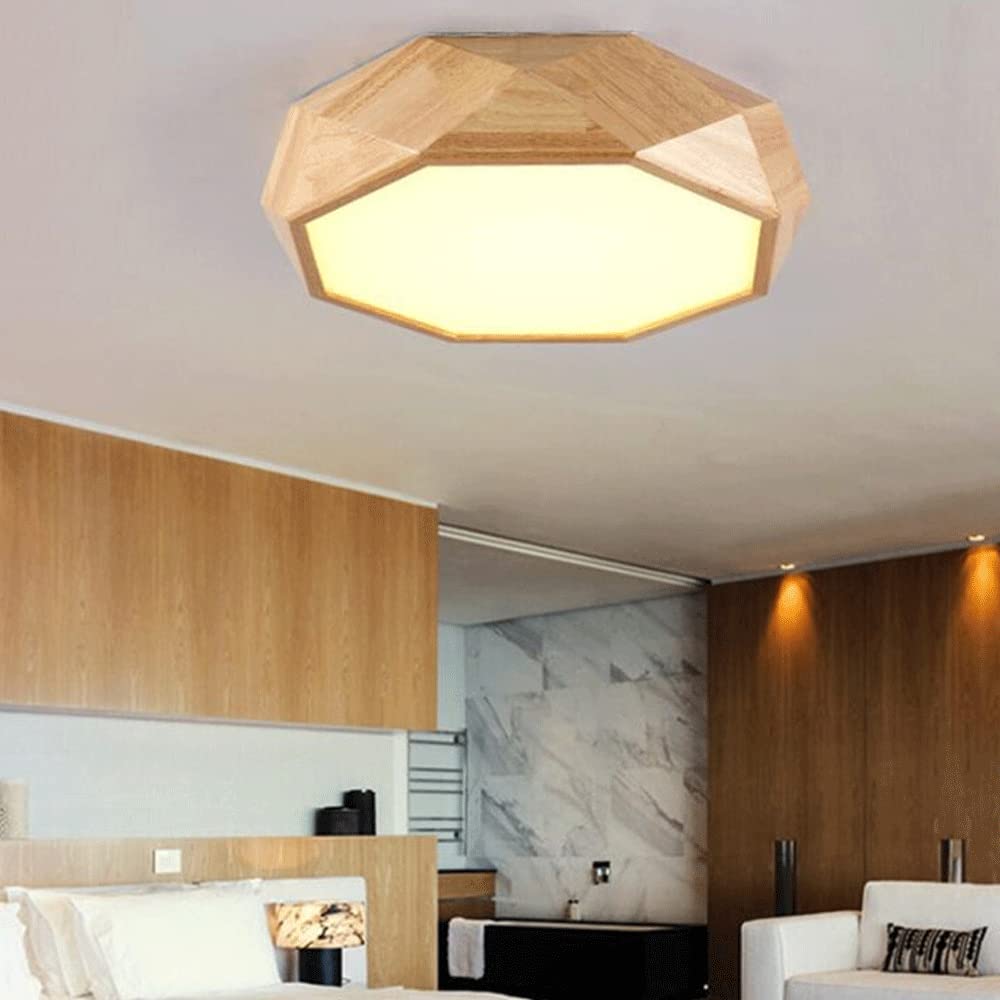 Lámparas de techo de madera modernas nórdicas cerca del techo, lámpara de techo ajustable 3000K4000K6000K, accesorios de iluminación de decoración de bar de cafetería de restaurante, luz LED de