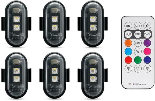 JnWhy Luces estroboscópicas LED RGB para moto, luces LED de posición de flash LED, luz inalámbrica, aviones, helicópteros, luces de advertencia (6