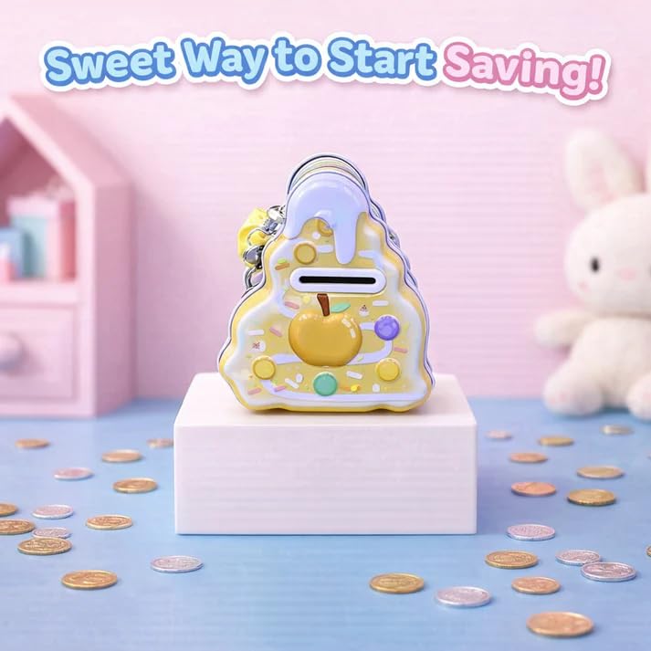 Image of Sajani Cute Cartoon Creative Portable Piggy Bank, Money Saving Box with Combination Lock, Mini Coin Bank Gifts for Boys and Girls, Best Return Gifts for Kids (Pack of 1) (Cake - Brown)