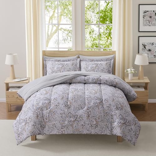 Paisley Comforter Set King Size with Sheets Bed in a Bag – Deep Pocket Fitted Sheet with Elastic Corners, Cozy Comforter, Pillowcases & Shams – Soft Microfiber All Season Bedding – Machine Washable