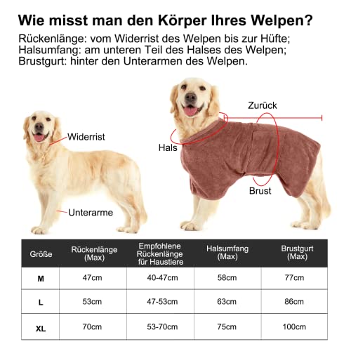 Hundebademantel,Mit Klettverschluss Schnell Trocknend Badetuch, Sehr Saugfähig, Verstellbares Halsband und Taille Hunde Bademantel Gross,Dryup Cape Hund, Geeignet Für Große und Mittlere Hunde
