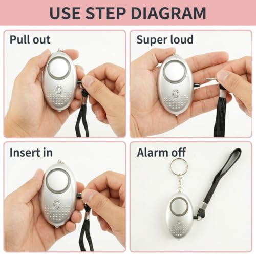 Image of ZIBUYU Safety Alarm Keychain, 1 Pack, 130dB Siren, LED Light